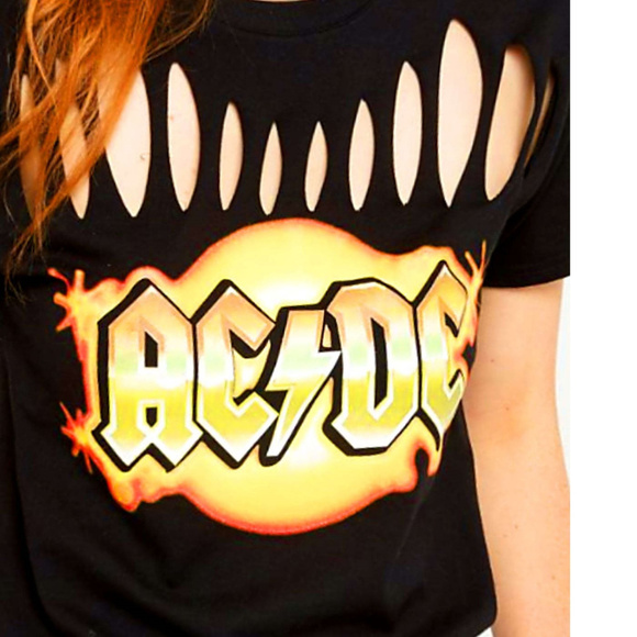 AC/DC Logo Slashed metal rock Official T-Shirt S NWT - Picture 2 of 3